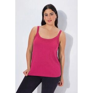 Ulla Popken Essential Spaghetti Strap Cami Mag Pink Plus Size 20/22 728664528